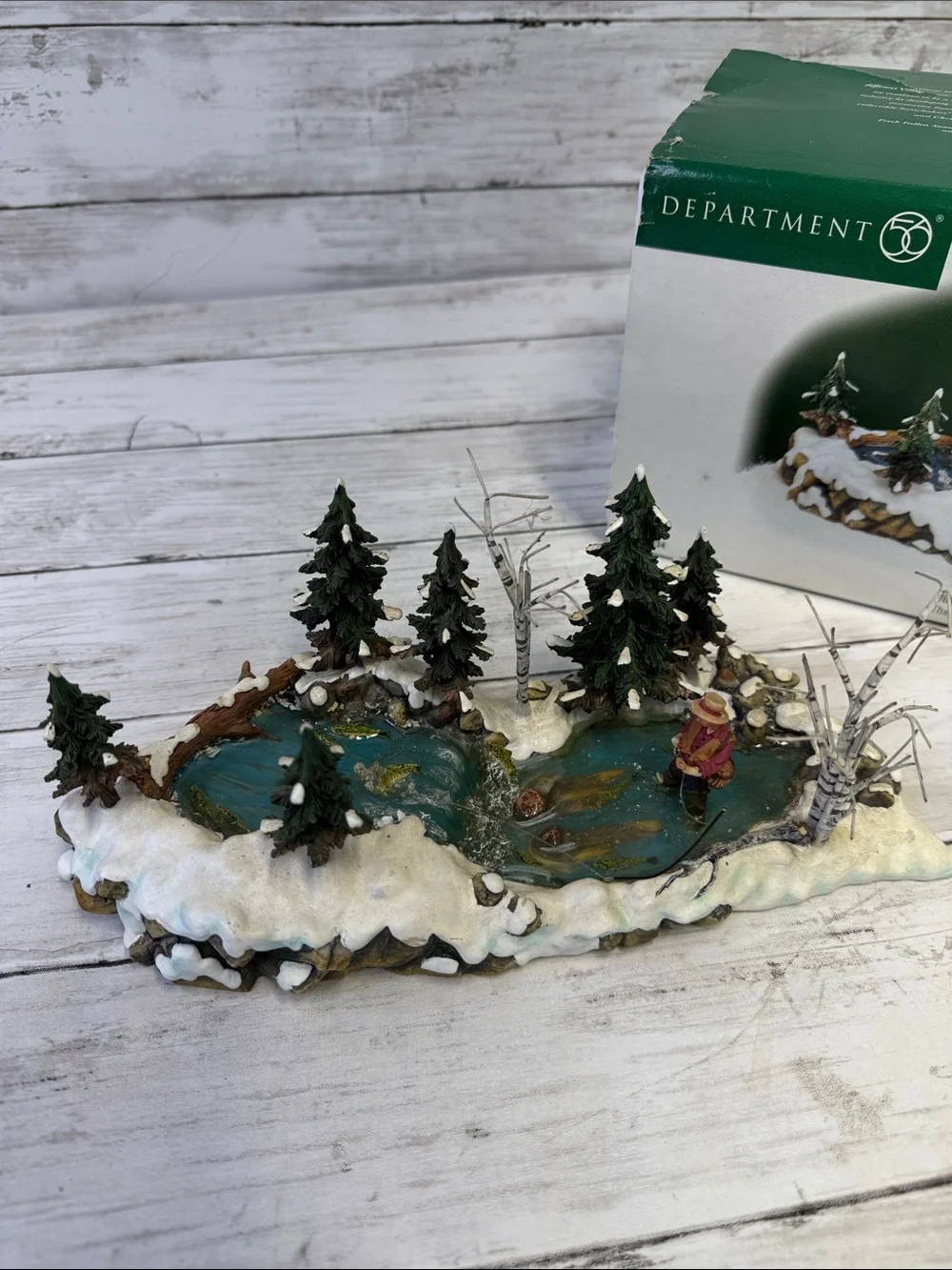Dept 56 The Trout Stream Christmas village accessory with box